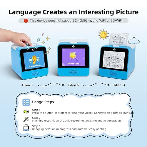 Ognee AI Voice Sticker Printer for Kids, Display Screen Super High 300 DPI | Display Screen, Voice Control Mini Printer, Instant Thermal Printer Toy for DIY and Learning with 2 Paper Rolls thumbnail 3