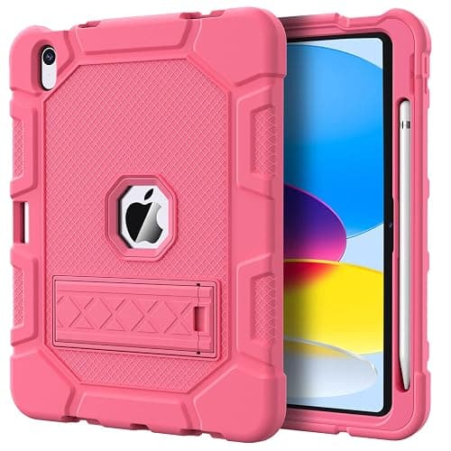 Azzsy Case for iPad (A16) 11th Generation 11 Inch 2025 / iPad 10th Generation 10.9 Inch 2022, [Built-in Pencil Holder] Heavy Duty Shockproof Rugged Protective Case, Pink - Image 1