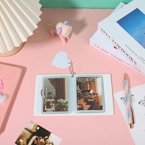 FRIUSATE Kpop Photocard Holder Book, 32 Pockets, 3 Inch, White | PVC, Mirror-Like Binder, Mini Photo Album for Kpop Photocards, Mini Card Binder thumbnail 2
