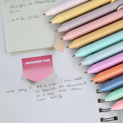 WY WENYUAN 12-Pcs Ballpoint Pens, Comfortable Writing, Pastel Retractable Pretty Journaling, Black Ink Medium Point 1.0 mm Gift, Cute Office Supplies for Women thumbnail 5