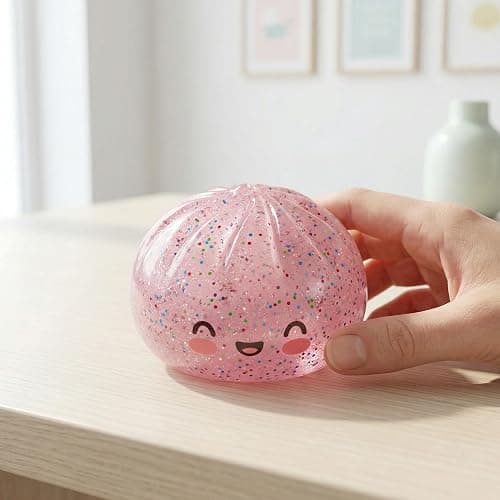 Glitter Dumpling Squishy, Squishy dumpling, Colorful Dumplings Stress Fidget, Soft Squeeze Decompression Dough, Sensory Stress Ball Squeeze Toys (Pink) thumbnail 2