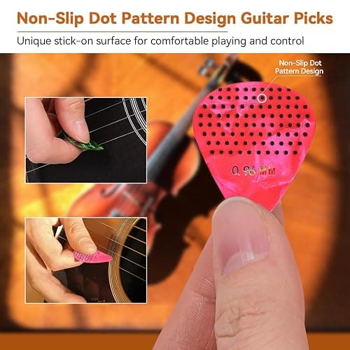 30 Packs Guitar Picks with Grips Non-slip, Includes Thin Medium Heavy Guitar Pick 0.46 0.71 0.96mm, Variety Colorful with Holder and Storage Case for Acoustic Electric Guitar Bass Ukulele thumbnail 2