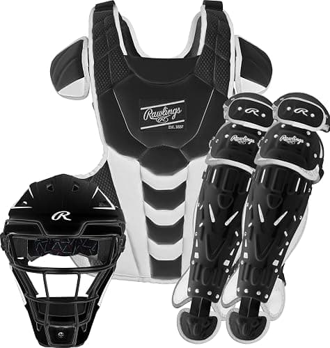Rawlings | Velo Fastpitch Softball Catcher's Set | NOCSAE Certified | Adult | Intermediate | Youth | Multiple Colors - Intermediate | Ages 12-15 - Black/White - Image 1