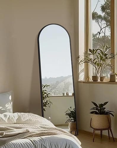 Delma Arched Mirror Full Length,Standing Mirror Full Body,Large Floor with Stand for Wall Entryway Door Bedroom Bathroom Living Room thumbnail 7