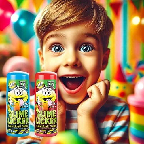Slime Candy Lickers 2.0, Blue Raspberry & Strawberry - 2 Ounce (Pack of 12), Roller Candy New Version! - Bundled with Munch Mania Accessory thumbnail 4