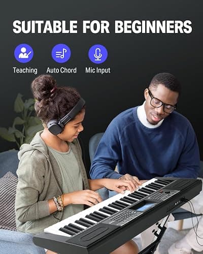 Donner 61 Key Keyboard Piano, Electric Piano Keyboard Kit with 249 Voices, 249 Rhythms - Includes Piano Stand, Stool, Microphone, Gift for Beginners, Black (DEK-610S) thumbnail 5