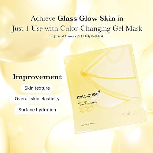 medicube Color-Changing Jelly Mask Set For Uneven Skin Tone & Radiant Glow: Salmon DNA PDRN pink collagen jelly gel mask (4ea) and Kojic Acid Turmeric Brightening Gold Jelly Gel Mask (4ea) thumbnail 4