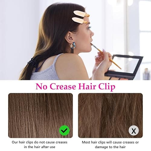 D 6 Pcs Creaseless Hair Clips for Makeup,White | No Crease，No Bend,Flat Hair Clips for styling ,Everyday Outfits, Hair Salons, Metal Handles thumbnail 4