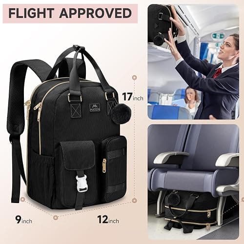 MATEIN Cute Laptop Backpack for Women, 15.6 Inch Corduroy Computer College Backpack with USB Charging Port, TSA Lightweight Aesthetic Back Pack Travel Laptop Daypack for Work Nurse Teacher Gift, Black thumbnail 4