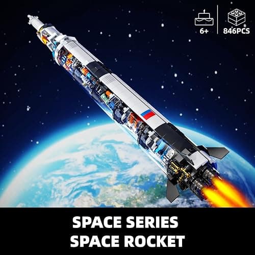 TYCOLE Space Rocket Building Block Set with Launch Stand, DIY Rocket Ship Model with Translucent Design, Cool Collectible Model for Home & Office Decor,Birthday Gift for Adults and Boys 8-14 (846PCS) thumbnail 2