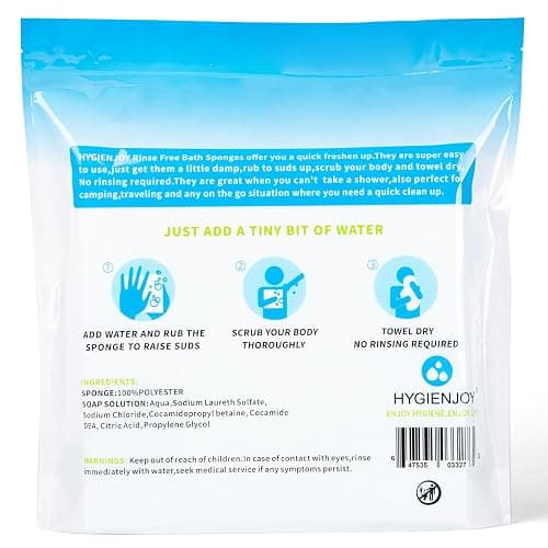 HYGIENJOY-21% Larger,No Rinse Bathing Wipes for Adults-Rinse Free Bath Sponges,Soap Infused,Dry Shower Wipes for Elderly,For Camping,Hiking,GYM,Post Surgery Must Haves, (25 Counts) thumbnail 7