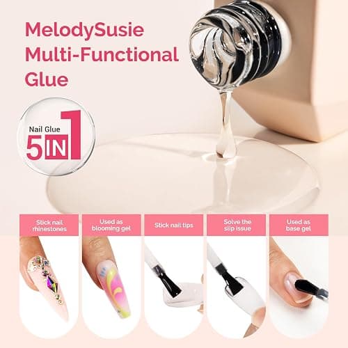 MelodySusie Nail Glue Nail Dehydrator and Primer Set Long Lasting Shine Nail Polish Art Design Manicure Kit Perfect Gifts for Women Girls 3 Pcs 15ml Clear thumbnail 4