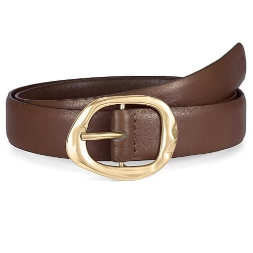 WHIPPY Leather Belt for Women Casual Waist Belt with Gold Buckle Fashion Ladies Belt for Jeans Pants Dress - Image 1