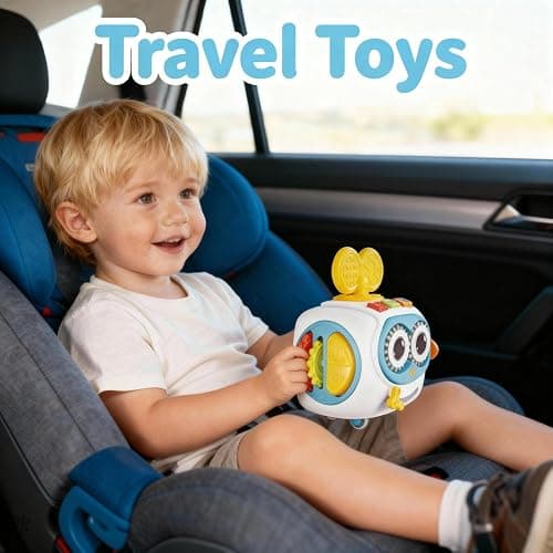MoraBaby Robot Musical Busy Cube for Toddlers 1-3 Years Old | Montessori 6-in-1 Activity Toys for 1+ Years Old, Lights & Sounds, Wheels for Tummy Time & Crawling, Baby Boy & Girl Gifts thumbnail 9