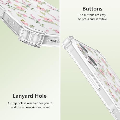 ZTOFERA for iPhone 16 Plus Phone Case Clear, Cute Flower Pattern for Women Girls Phone Cover 4 Corners Thickened Slim TPU Bumper Anti-Drop Protective Case for iPhone 16 Plus, Pink Flower thumbnail 5