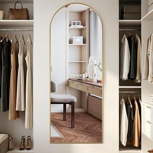 Elemango Full Length Floor Mirror, 56"x16" Gold Arched Standing Mirror, Modern Full Body Wall Mirror for Bedroom, Dressing Room, Home Decor thumbnail 6