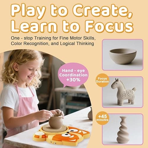 Pottery Wheel for Kids, Complete Pottery Kit for Beginners, Arts and Crafts for Kids Ages 8-12, with Air Dry Clay Painting Kit Sculpting Tools, Birthday Gift for Boys Girls 6 7 8 9 10 11 12 (Dog) thumbnail 3