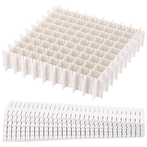 acDesign 40Pcs Grid Drawer Dividers, Adjustable Drawer Organizer for Socks, Underwear, Lingerie, Makeup, Bedroom Office Kitchen Storage (White) - Image 1