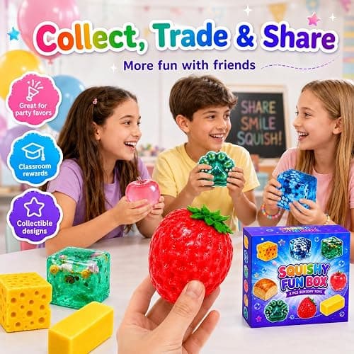 Squishy Box 8-Pack Set - Slow Rise Sugar Squishy Toys, Mystery Stress Relief Fidget Gift, Fun Party Favors, Collectible Squeeze Packs for Kids & Adults thumbnail 6