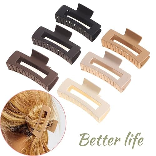 Alemaky 12 Pack Square Claw Clips, Big and Small Neutral Rectangle Hair Claw Clips, Non-slip Matte Large Hair Clips for Women,Strong Hold jaw clip for Thick Thin Hair (Neutral) thumbnail 5