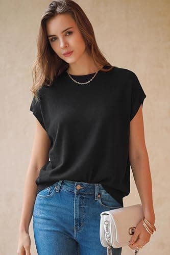 Arach&Cloz Women's Wool Blend Oversized Summer Sweater Dressy Casual 2026 | Short Sleeve Sweater, Stretchy & Lightweight, Fashion Clothing, Teacher Outfits, Business Casual Tops, Sweater Vest Women thumbnail 2