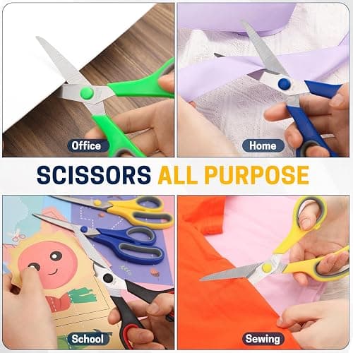 Scissors Bulk Set of 32-Pack, 8" All Purpose Multipurpose Sharp Sewing Craft Fabric Scissors for Office Home High/Middle School Student Office Teacher Art Supplies, Right/Left Handed thumbnail 8