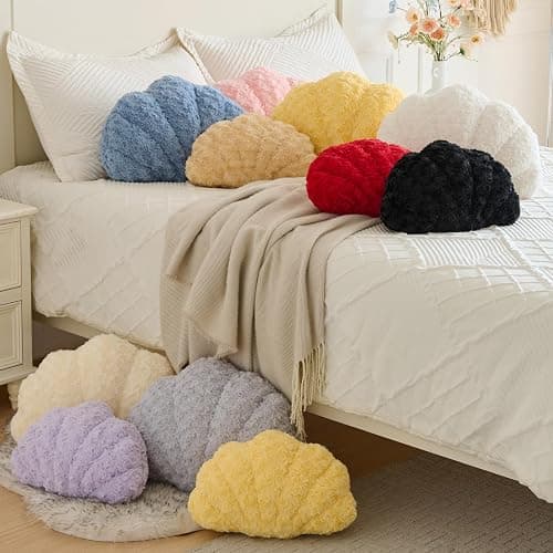 Ddliury Shell Pillow, Seashell Throw Pillow Room Decor for Couch Bed, Shell Pillows Soft Plush Pillow, Sea Shell Decorative Beach Cushion Pillows (White, 14 X 11 Inches) thumbnail 7
