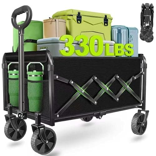 Wagons Carts Foldable - Collapsible Wagon Cart with Wheels – Folding Foldable Wagon Small Portable Lightweight for Sports, Camping, Storage, Travel, Shopping - Image 1