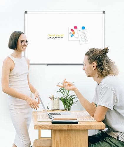 AMUSIGHT Double-Sided Magnetic Whiteboard, 24" x 18" Dry Erase Board Aluminum Frame for Wall, White Board Marker Board for Kitchen, Memo, School, Home, Office thumbnail 8