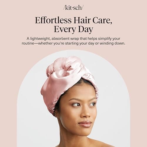 Kitsch Microfiber Hair Towel Wrap for Women - Satin Blush | Ultra Absorbent Microfiber Bath Towel for Wet, Curly, Long or Short Hair, Anti-frizz Hair Wrap thumbnail 10