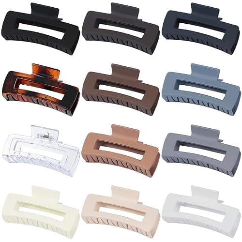 Sisiaipu Large Square Jumbo Hair Clips - 4.1 Inch Big Jaw Clips for Thick Hair, 12 Pcs Bulk Accessories for Women and Girls - Neutral thumbnail 8