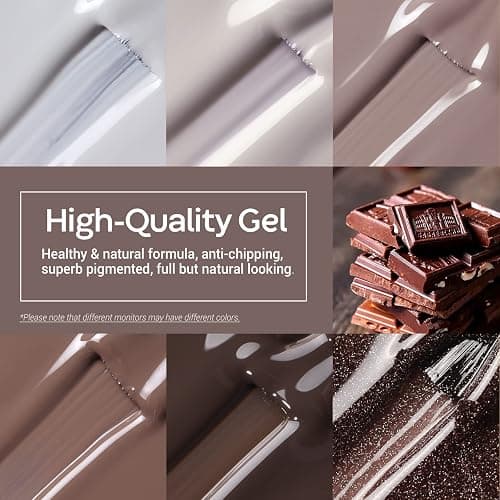 modelones Fall Gel Nail Polish Set, Chocolate Brown Coffee Nude Glitter | Autumn Gel Polish Kit, Soak Off Nail Art Gifts for Women DIY Manicure at Home Salon, Long-Lasting, Easy & Smooth to Apply thumbnail 3