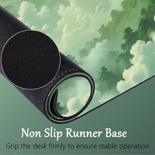 Green Cloud Mouse Pad and Keyboard Wrist Rest 4PCS Extended Forest Mountain Aesthetic Large Desk Mat Pad Set Memory Foam Non-Slip Cute Ergonomic Gaming Mouse Pad Wrist Support for Computer Home Office thumbnail 5