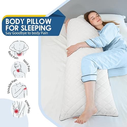 MAGIC ELEPHANT Body Pillow, Memory Foam Body Pillow for Adults, Long Pillow for Bed and Sleeping, Full Long Bed Pillow Insert (White, 17x52 Inch) thumbnail 4