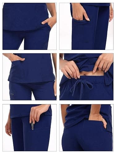 HSDORY Scrubs for Women Sets, Stretch V-Neck Scrub Top & Cargo Pants with Multi Pockets, Anti-Wrinkle thumbnail 5