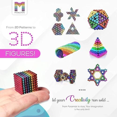 HMifjUM 216/343Pcs Magnetic Fidget Balls - Stacking Magnetic Balls Construction Building Blocks, Magnet Educational Toy Blocks Sticks Stacking Toy Set for Kids and Adult (216 PCS) thumbnail 9