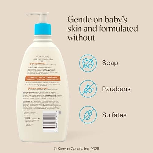 Aveeno Baby Daily Moisture Wash & Shampoo, Tear-Free, 18 fl. oz | 2-in-1 Baby Wash and Hair Shampoo with Oat Extract, for Sensitive Skin and Hair, No Added Parabens thumbnail 9