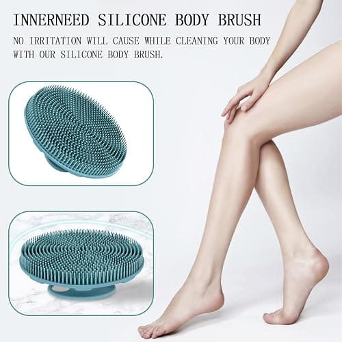 INNERNEED Food-Grade Soft Silicone Body Scrubber Shower Brush, Dark Green | Handheld Cleansing Skin Brush, Gentle Exfoliating and Lather Well, Hygienic Bath Scrub for Women, Men thumbnail 6