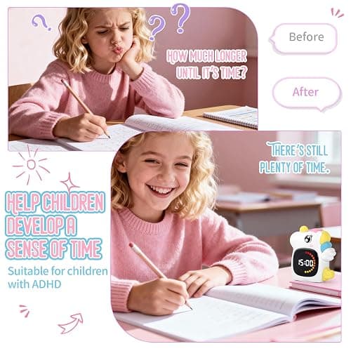 Unicorn Visual Timer for Kids, Rechargeable 99:59 Digital Countdown Timer, Visual Time Progress Display, Adjustable Volume, Classroom Homeschool Study Timer thumbnail 6