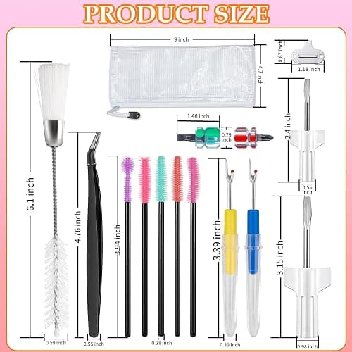 15pcs Sewing Machine Cleaning Kit, Sewing Machine Cleaning Tools Including Tweezers, Rippers, Screwdriver, Double Headed Brush, Needle Board Screwdriver, Silicone Brush and Storage Bag thumbnail 2
