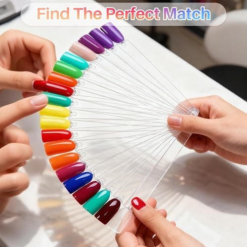RAQEHO 200PCS Nail Swatch Sticks - Clear Nail Color Swatches with Ring Acrylic Fan Shape Nail Polish Sample Swatches Nail Practice Stick Gel Polish Display Stick for Technician Beginner Home Salon Use thumbnail 5