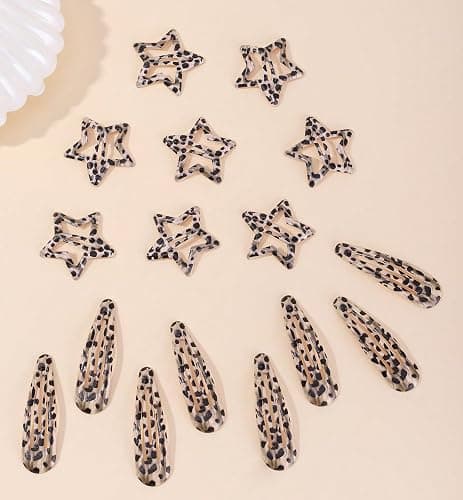 Metal Snap Hair Clips,8 Pairs Hair Barrettes for Women - Star & Water Drop Hair Barrettes, Non-Slip Y2K Accessories for Thin Thick Hair,Vanilla Dot - Image 1