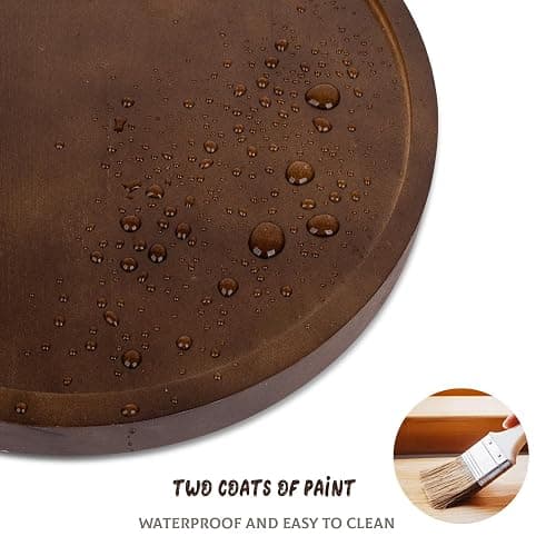 Round Decorative Tray Wood Bathroom Counter Organizer Farmhouse Kitchen Decor Wooden Riser for Soap Dish, Perfume, Candle, Sponge, 11" - Walnut thumbnail 5