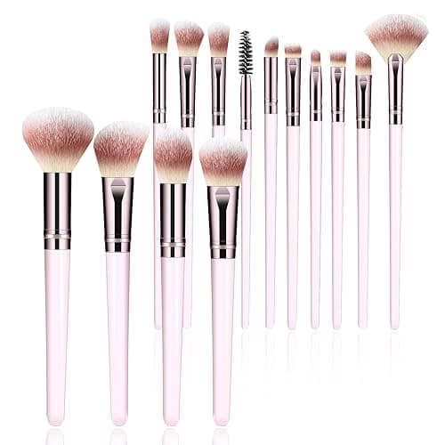 Makeup Brush Set, Premium Synthetic 14 Pcs Makeup Brushes, Travel Makeup Brush Set for Foundation, Concealer, Blush and Eyeshadow Brush(Pink) - Image 1