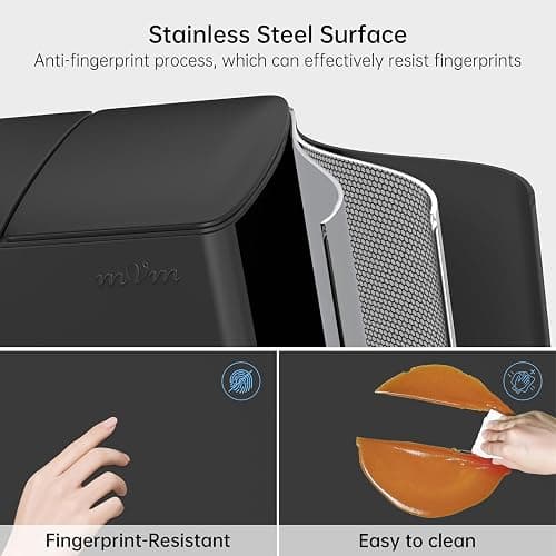 mVm Kitchen Trash Can,2x5.3Gallon(2x20L) Double Trash cans and Recycle Bin Combo with Lid and Anti-Fingerprint,Foot-Pedal,Soft-Close.Stainless Steel Garbage Can for Kitchen,Living Room(Matte Black) thumbnail 5