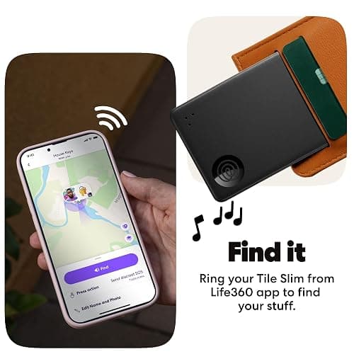 Life360 Tile Slim - Wallet Finder, Bluetooth Tracker and Item Locator for Luggage Tags, Passports and More. Both iOS and Android Compatible. Phone Finder. 2-Pack (Black) thumbnail 4