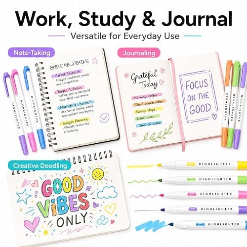 YOOUSOO 25 Pack Pastel Highlighters Assorted Colors No Bleed | Dual Tip Chisel and Fine Tip Bible Highlighter, Fluorescent Highlighter Pens for Classroom School Student Office Journals thumbnail 6
