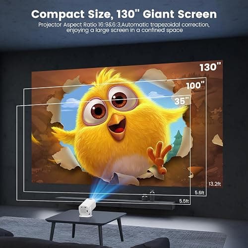Osikem Mini Projector with Bluetooth, Support 4K Support 130" Screen Movie Projector with Auto Focus & Keystone, 5G+2.4G WiFi 6 Connection Video Projector Compatible with Smartphone Laptop thumbnail 5