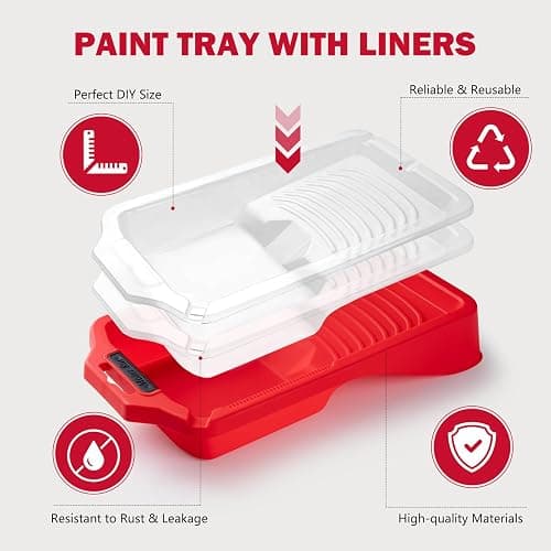 Mister Rui Mini Paint Roller Kit-13 Piece, 4-Inch Microfiber Paint Rollers with Ergonomic Handle, Small Roller Paint Brush, Paint Tray with 3 Liners, Perfect for House Painting, Trim, and Touch-Ups thumbnail 5