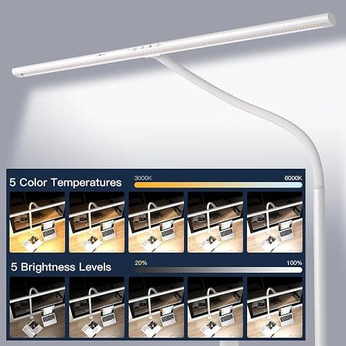 EYOCEAN Schreibtischlampe LED mit Gestensteuerung & Fernbedienung, 24W 80CM Klemmbare Schreibtischlampen, Dimmbare Einstellbare Farbtemperaturen Monitor Lampe, Tageslichtlampe für Heimbüro, Weiß thumbnail 4